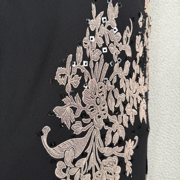 Eva Blue Dress Women 14 Black Tan Floral Sleeveless Y2K Sequin Evening Going Out - Picture 4 of 9